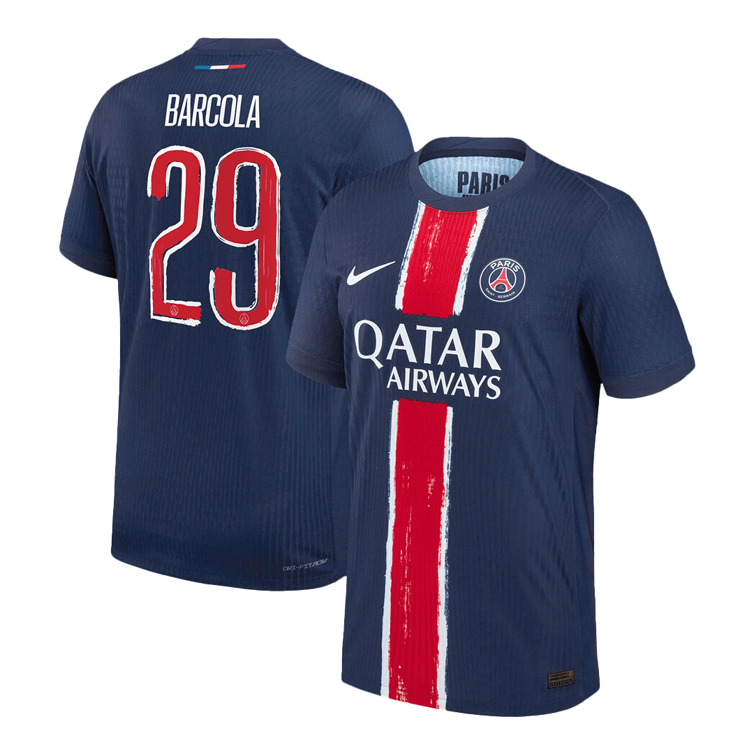 BARCOLA #29 Authentic PSG Home Soccer Jersey 2024/25 Navy - UCL