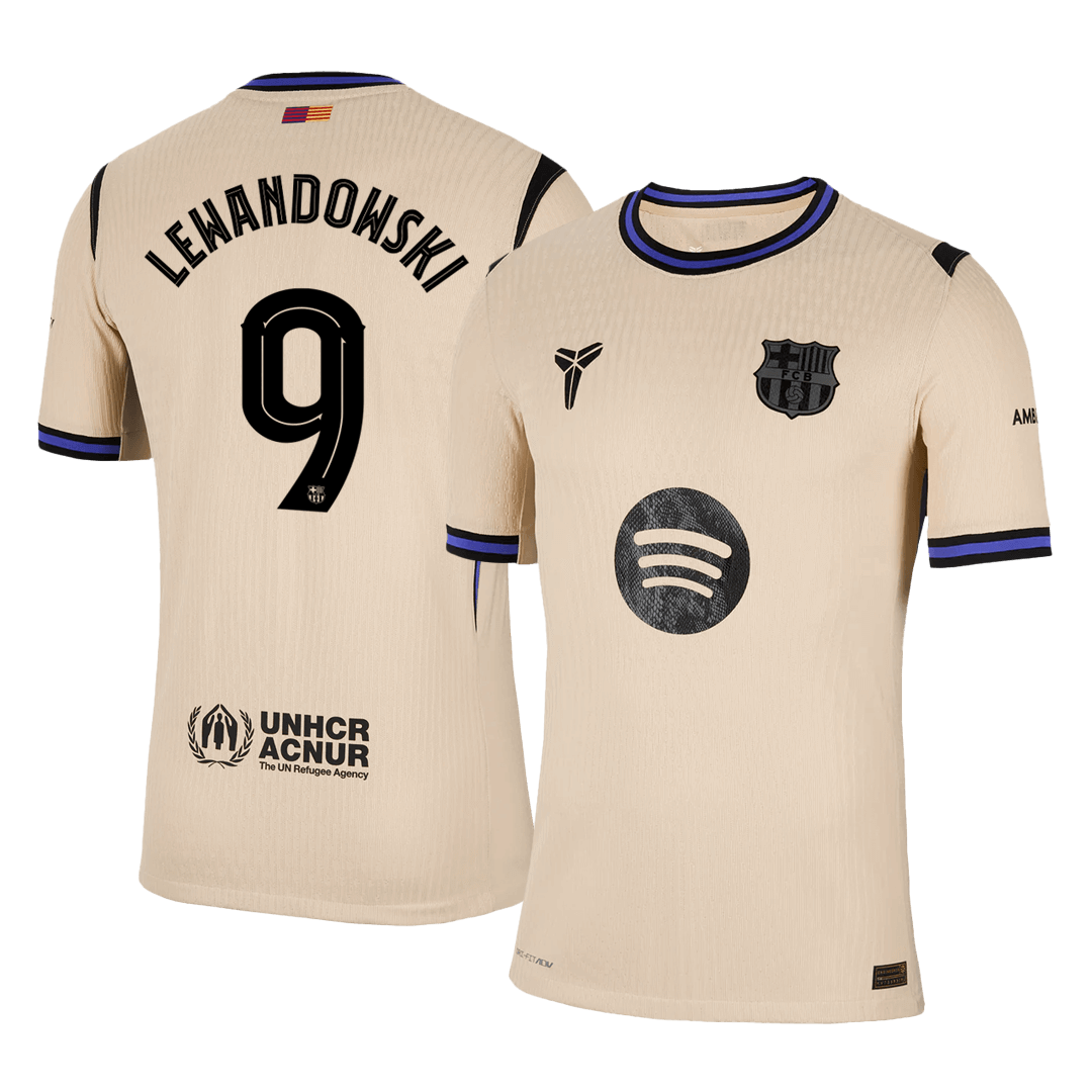 Venkovní Fotbalový Dres Barcelona 25/26 Authentic LEWANDOWSKI #9 UCL