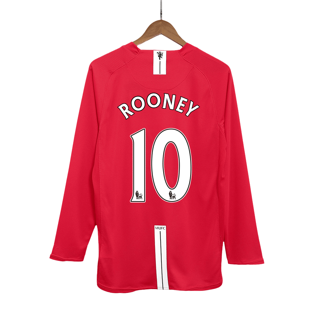 Domácí Retro Dres Manchester United 2007/08 Long Sleeve ROONEY #10
