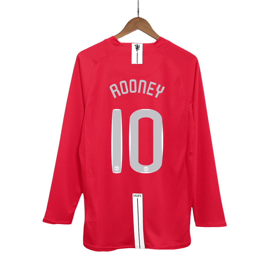 Domácí Retro Dres Manchester United 2007/08 Long Sleeve ROONEY #10 - UCL Final
