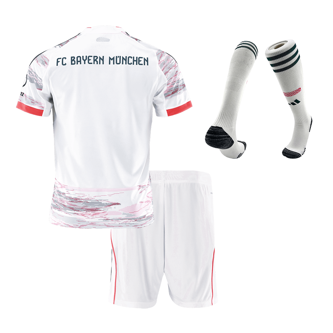 Kid's Bayern Munich Away Soccer Jersey Kit(Jersey+Shorts+Socks) 2025/26 White