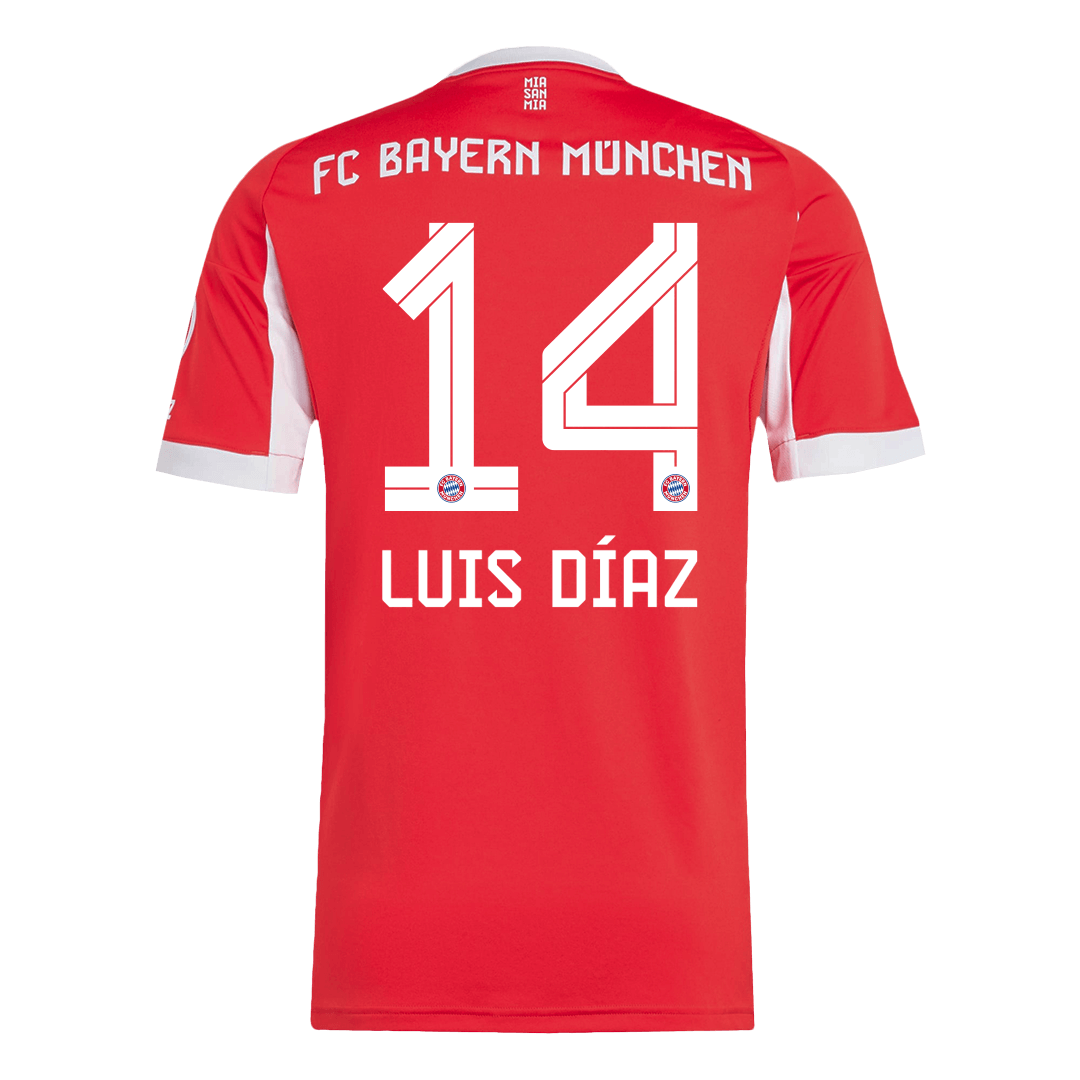LUIS DÍAZ #14 Bayern Munich Home Soccer Jersey 2025/26 Red