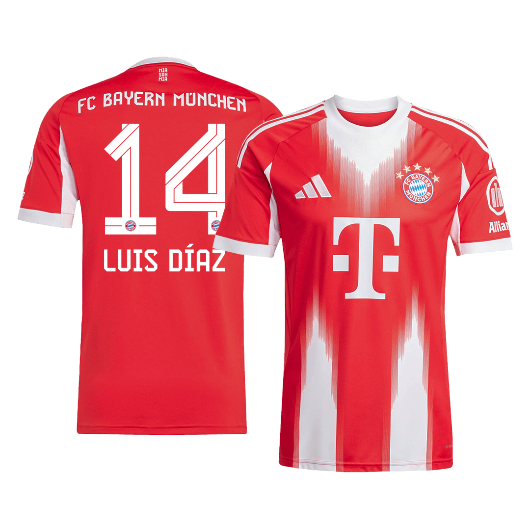 LUIS DÍAZ #14 Bayern Munich Home Soccer Jersey 2025/26 Red