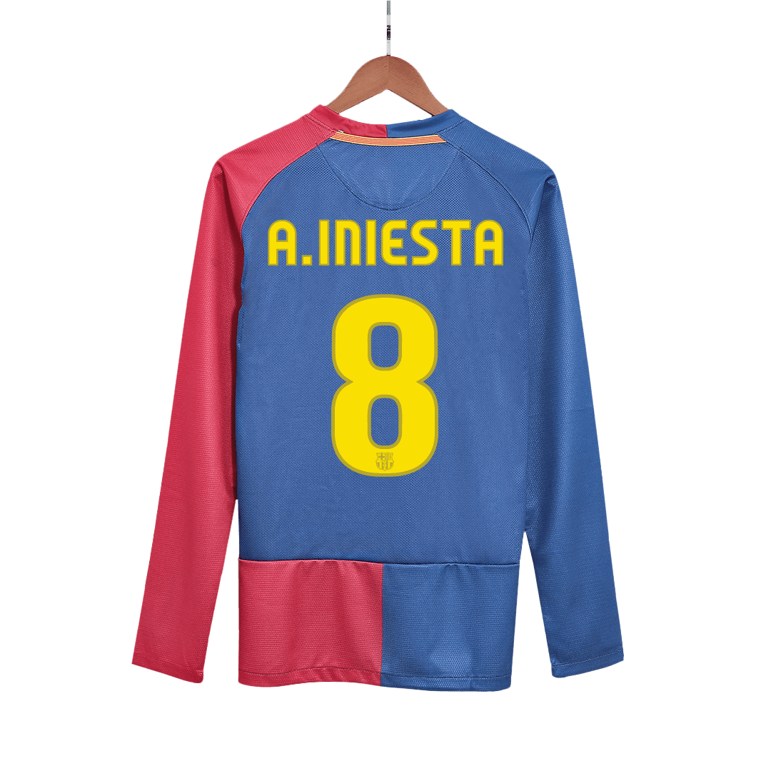 Domácí Retro Dres Barcelona 2008/09 Long Sleeve A.INIESTA #8 - UCL Final