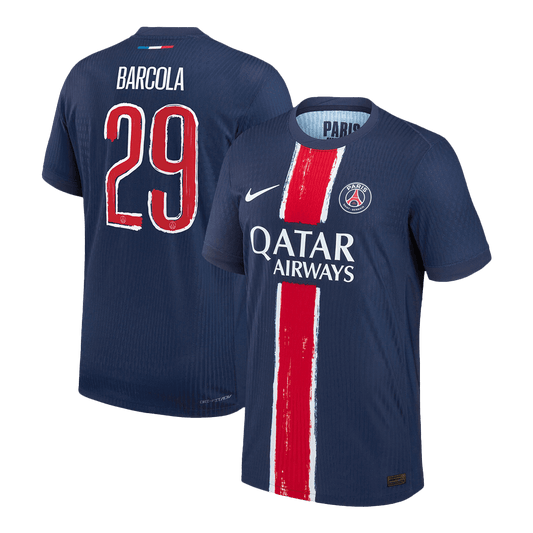 BARCOLA #29 Authentic PSG Home Soccer Jersey 2024/25 Navy - UCL