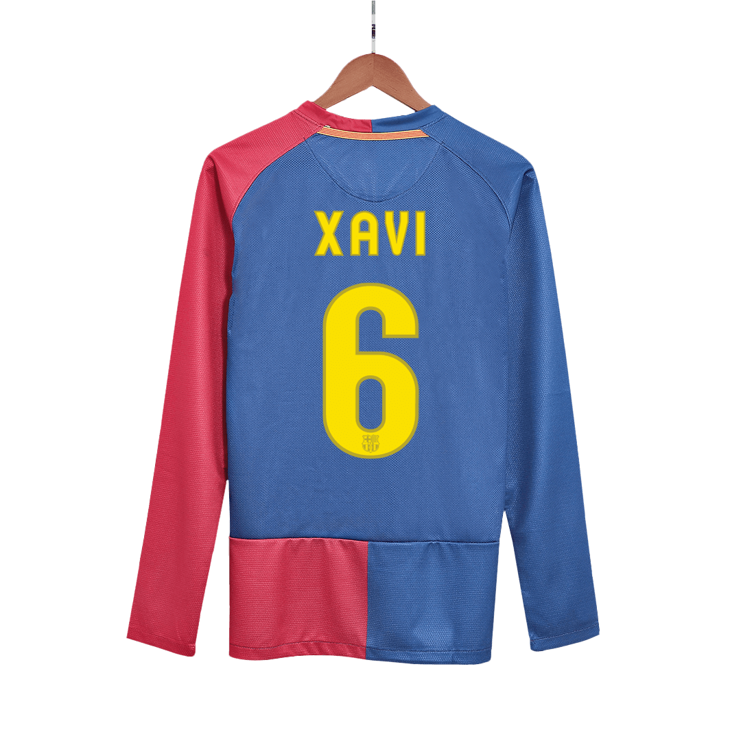 Domácí Retro Dres Barcelona 2008/09 Long Sleeve XAVI #6 - UCL Final