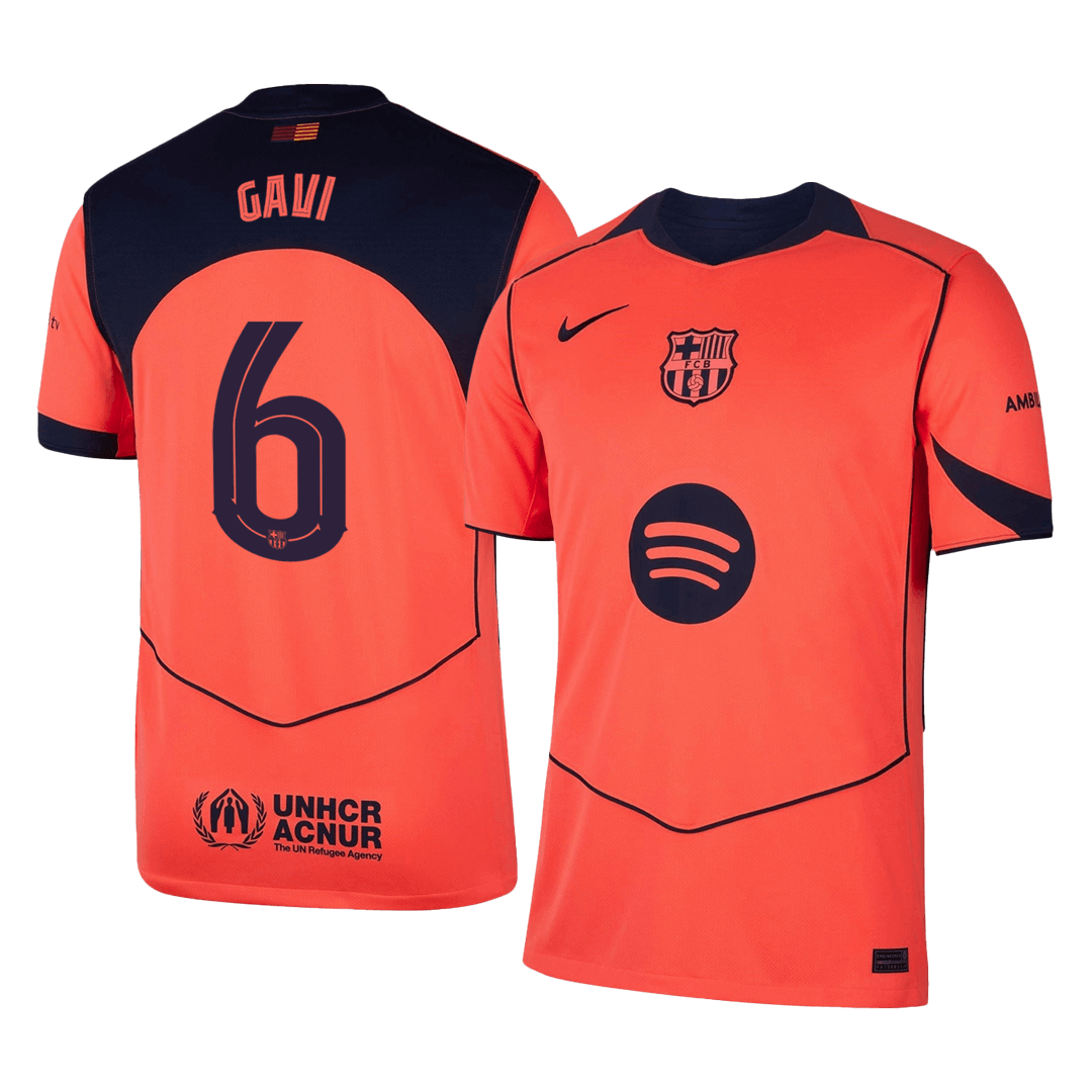 Barcelona třetí fotbalový dres 2025/26 GAVI #6 UCL
