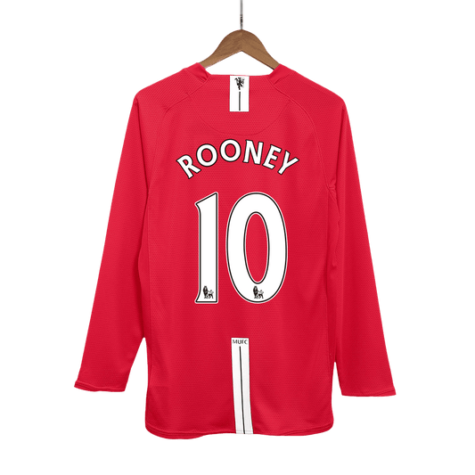Domácí Retro Dres Manchester United 2007/08 Long Sleeve ROONEY #10
