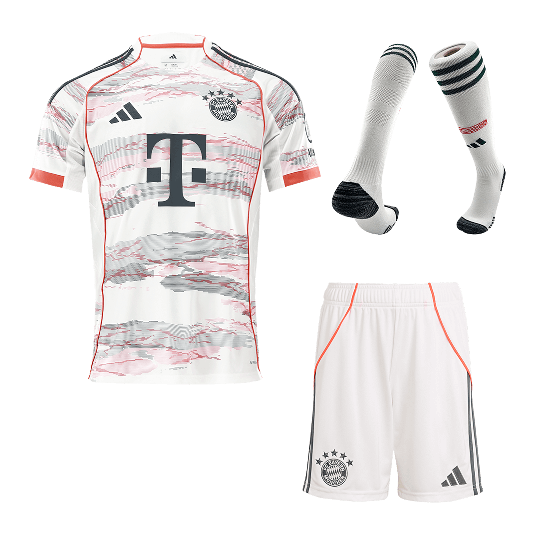 Bayern Munich Away Soccer Jersey Kit(Jersey+Shorts+Socks) 2025/26 White