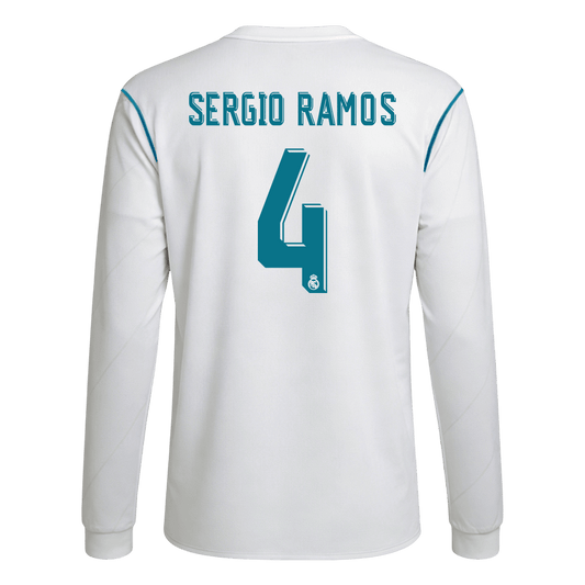 Domácí Retro Dres Real Madrid 2017/18 Retro Long Sleeve SERGIO RAMOS #4