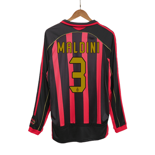 AC Milán domácí retro dres 2006/07 dlouhý rukáv MALDINI #3