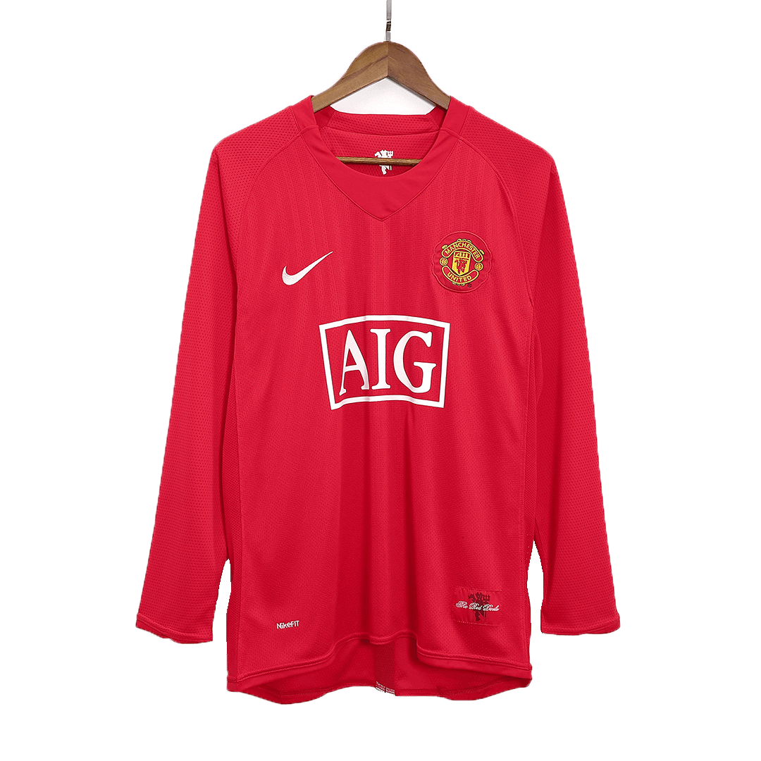 Domácí Retro Dres Manchester United 2007/08 Long Sleeve