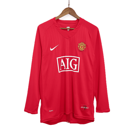 Domácí Retro Dres Manchester United 2007/08 Long Sleeve