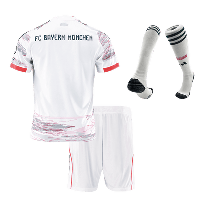Kid's Bayern Munich Away Soccer Jersey Kit(Jersey+Shorts+Socks) 2025/26 White