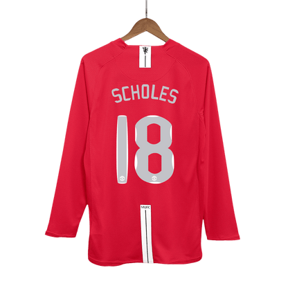 Domácí Retro Dres Manchester United 2007/08 Long Sleeve SCHOLES #18 - UCL Final