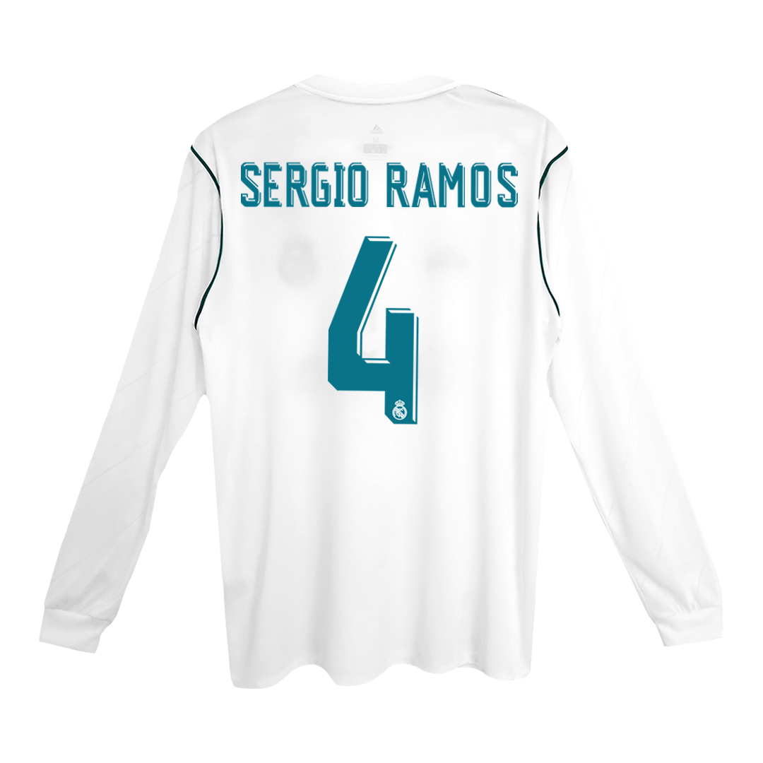 Domácí Retro Dres Real Madrid 2017/18 Retro Long Sleeve SERGIO RAMOS #4