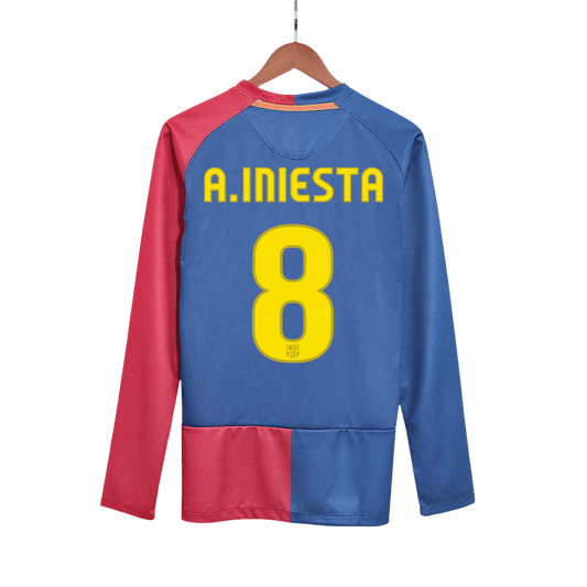Domácí Retro Dres Barcelona 2008/09 Long Sleeve A.INIESTA #8 - UCL Final